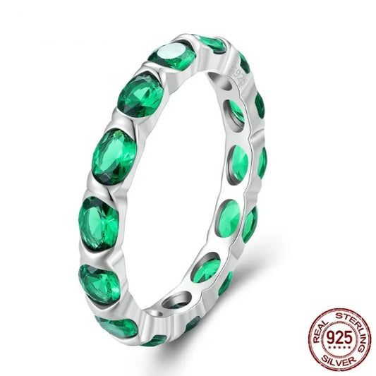 Qawwiy 925 Sterling Silver Dazzling Green Spinel Ring