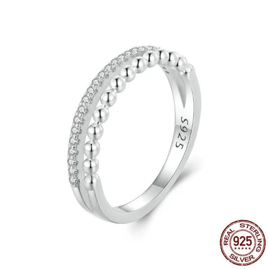 Qawwiy Sterling Silver Dual Layer Stackable Rings