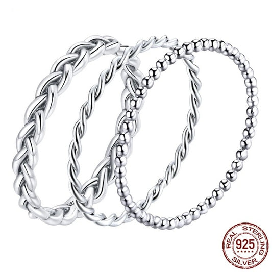 Qawwiy Braided Texture Twisted Eternity Band Rings