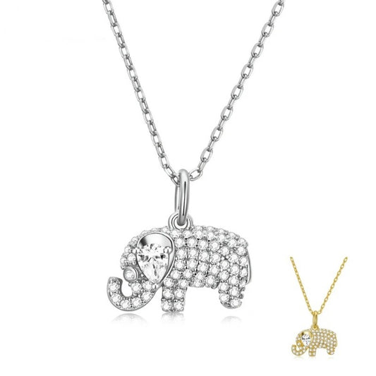 Qawwiy 925 Sterling Silver Baby Elephant Pendant Necklace