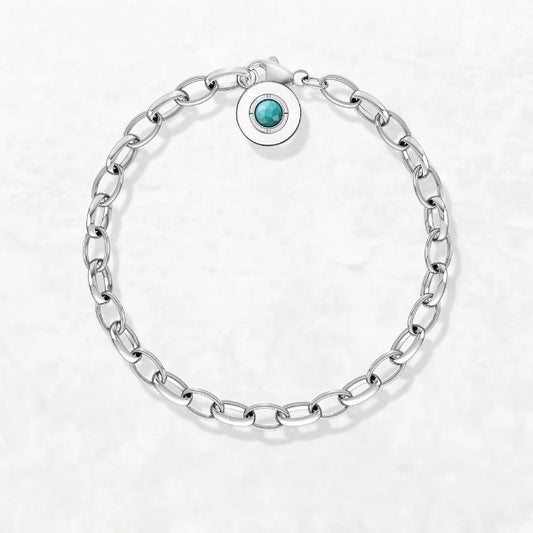 Qawwiy Blue Link Chain Bracelet - 925 Sterling Silver