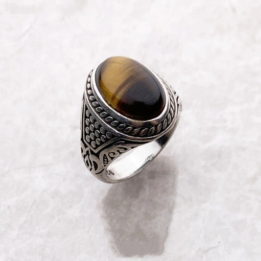 Qawwiy Ring Brown Oval - 925 Sterling Silver