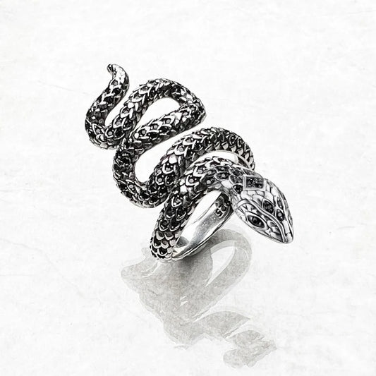 Qawwiy Black Snake Ring - 925 Sterling Silver