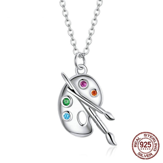 Qawwiy 925 Sterling Silver Color Palette Necklace