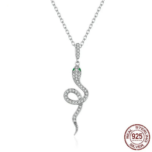 Qawwiy 925 Sterling Silver Snake Pendant Necklace