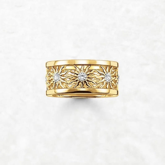 Qawwiy Band Ring Golden Sun - 925 Sterling Silver